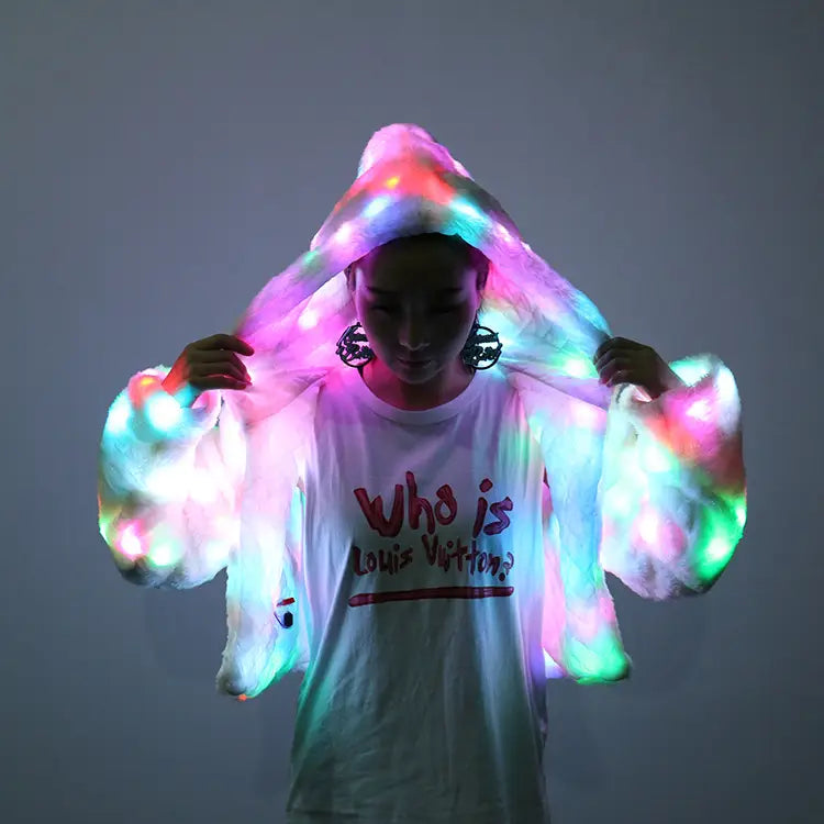 Lovemi - Halloween Bunte LED-Beleuchtung Kleidung Jacke Faux