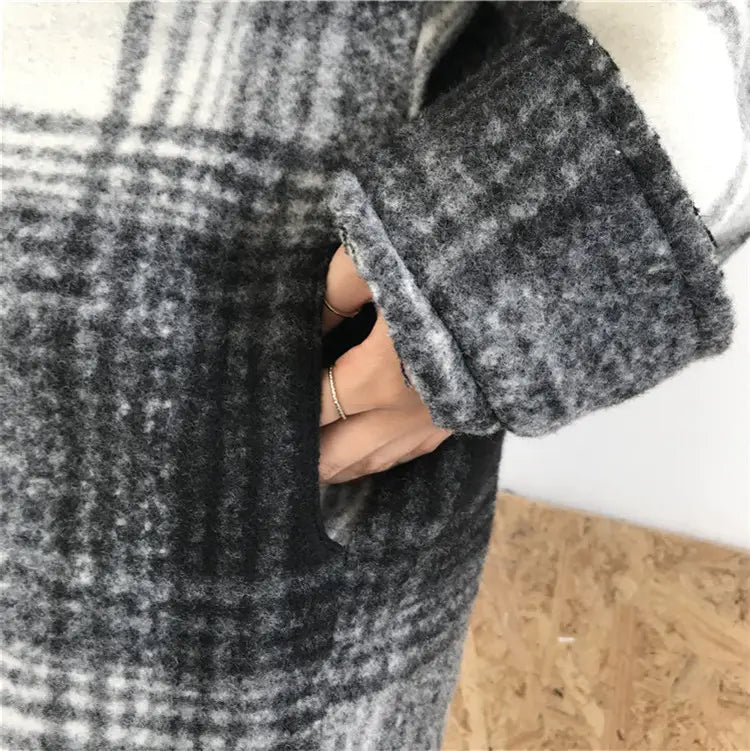 Lovemi – Mittellanges lockeres Plaid für Damen im Harajuku-Stil