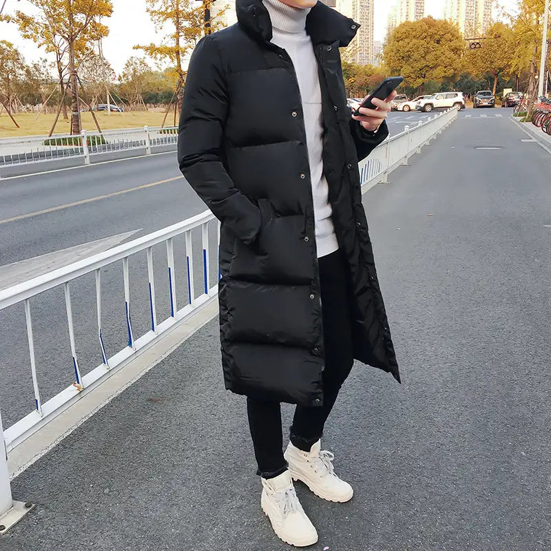 Lovemi - Long Cotton-padded Jacket With Stand-up Collar