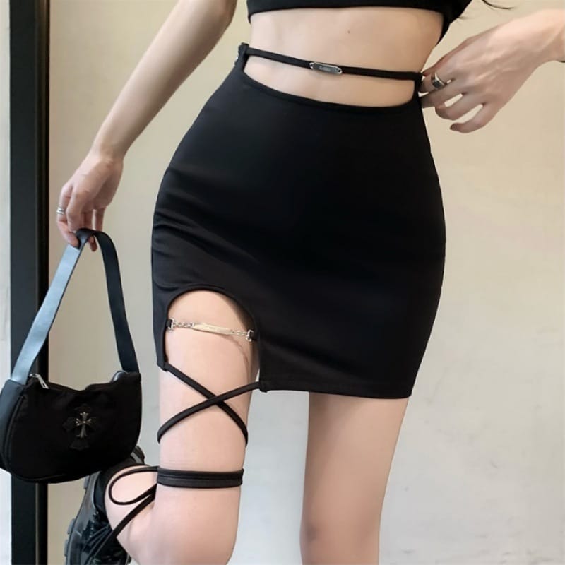 Women’s Slim-fit High Waist Sheath Fashion Tie Skirt