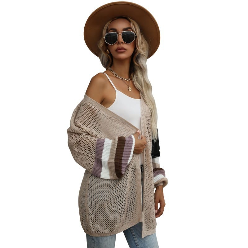 Lovemi – Damen-Pullover mit lockerer Strickjacke und hohler Strickjacke