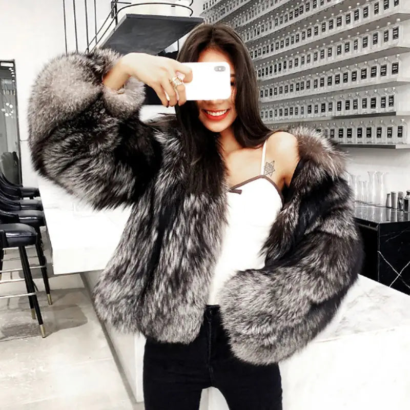 Lovemi - Women’s Fur Coat Short Fashion Imitation Fox Autumn