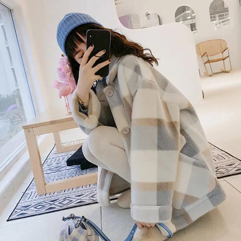 Lovemi – Damenmode-Mantel aus Kunstpelz aus Wollmischung im Angebot