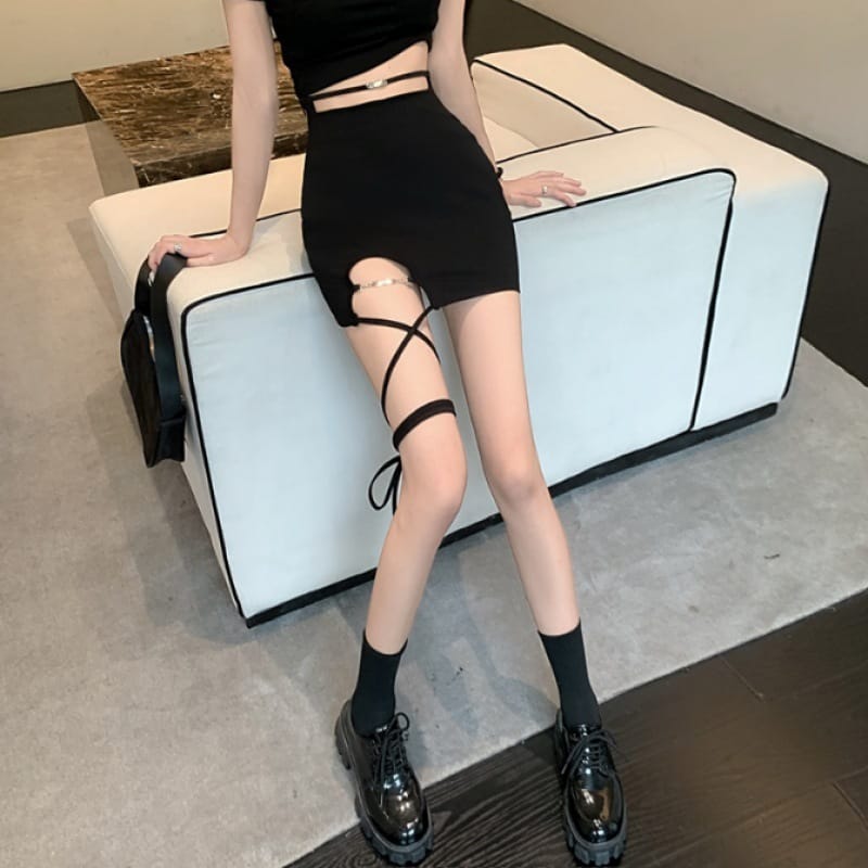 Women’s Slim-fit High Waist Sheath Fashion Tie Skirt