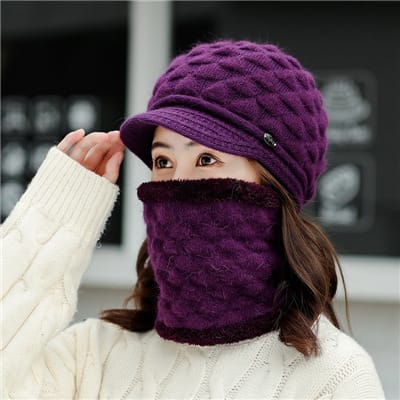 Lovemi - Bonnet écharpe de protection auditive chaude et épaisse en peluche