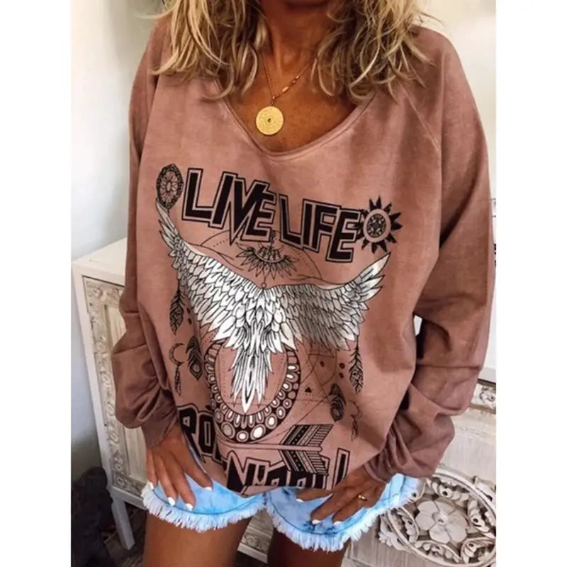 Lovemi – Damen-Pullover mit lockerem Rundhalsausschnitt