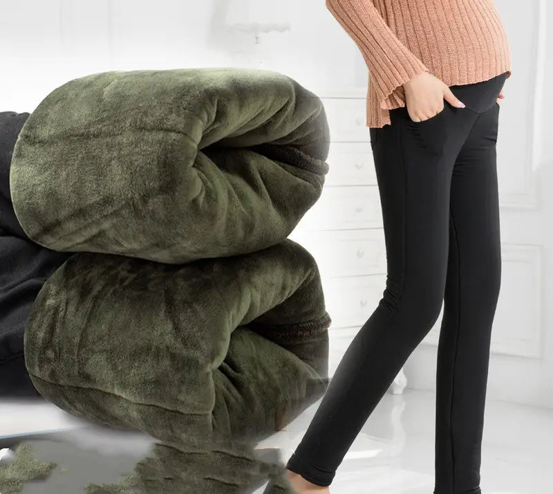 Lovemi - Pantalon de maternité en peluche à trois couches d'hiver