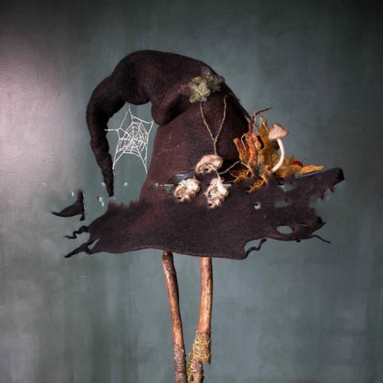 Lovemi - Costume de chapeau de sorcière moderne pour femme en feutre de laine pointu