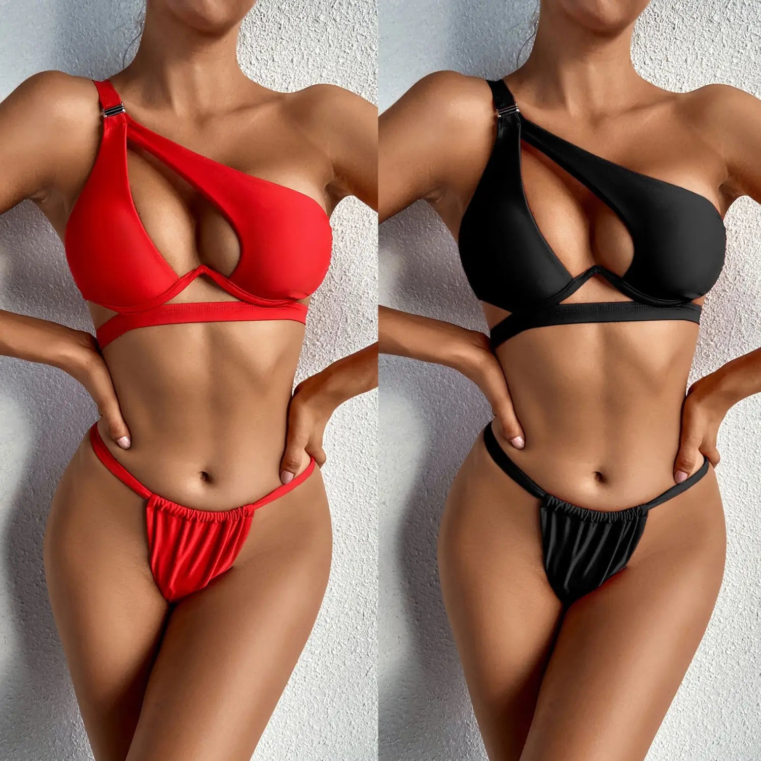 Lovemi – Einfarbiger, geteilter Badeanzug-Bikini für Damen