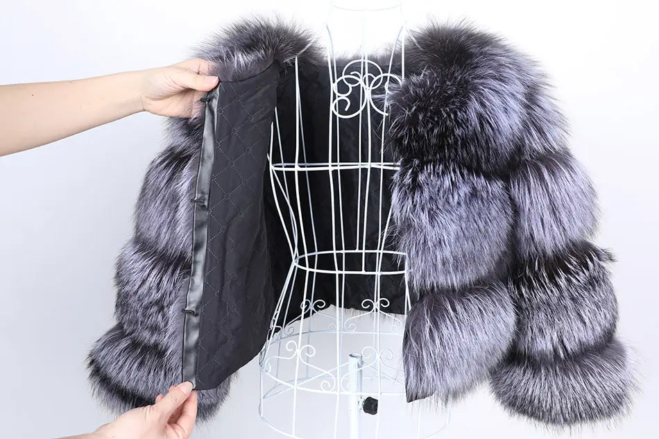 Lovemi - Women’s Fashionable Fox Fur Splicing Short Coat
