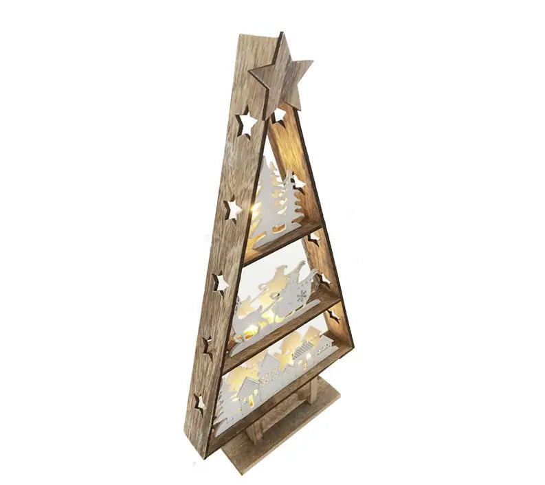 Lovemi - Ornements lumineux LED en bois en forme de sapin de Noël