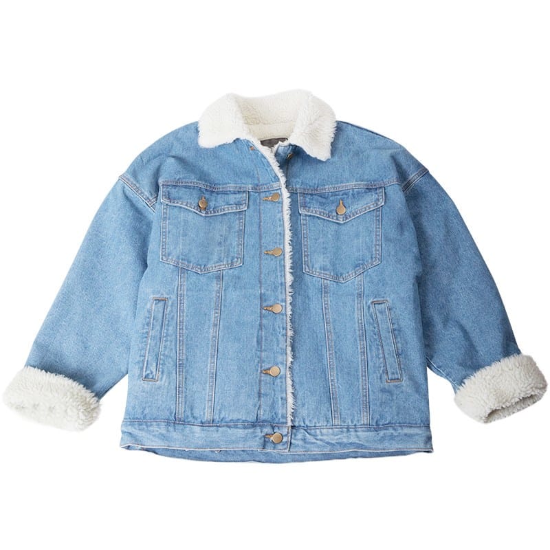 Lovemi - Women’s winter lamb wool denim jacket