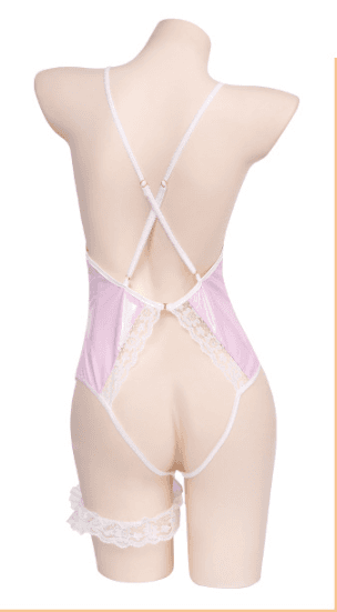 Lovemi - Erotic Lingerie Sling Lace Patent Leather Crotch