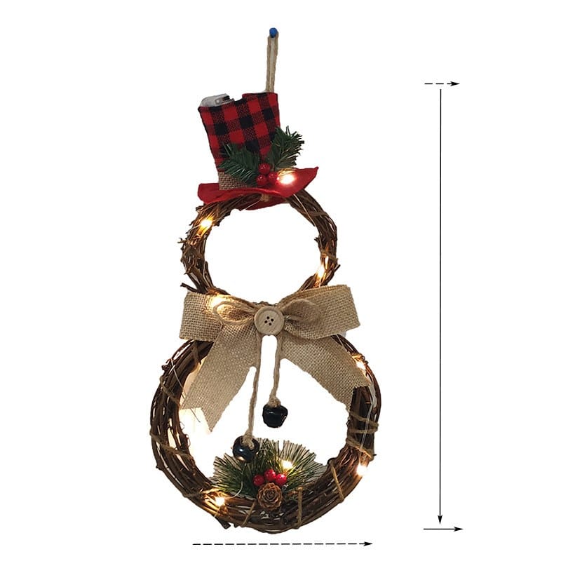 Lovemi - Christmas LED Circular Rattan Snowman Shaped Wreath