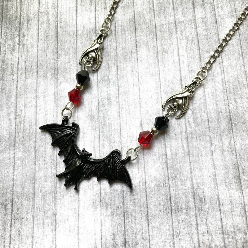 Lovemi - Collier Chauve-Souris Noir Bijoux Gothiques Thème Halloween