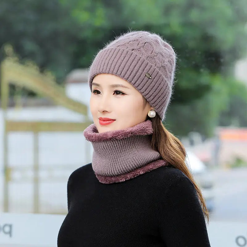 Lovemi - Women’s Fleece Warm Wool Hat Scarf Suit