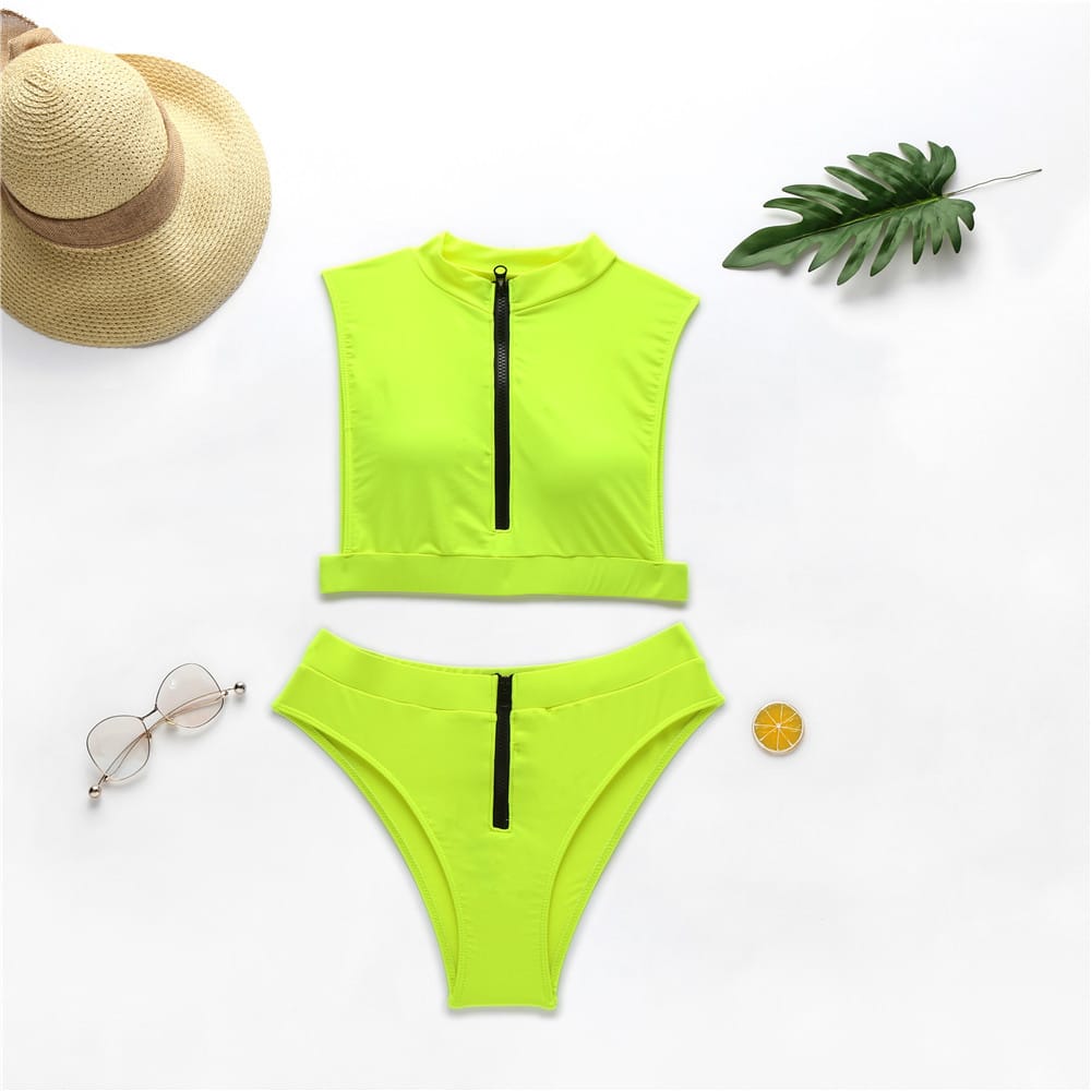 Lovemi - Nouveau maillot de bain maillot de bain fluorescent bikini uni