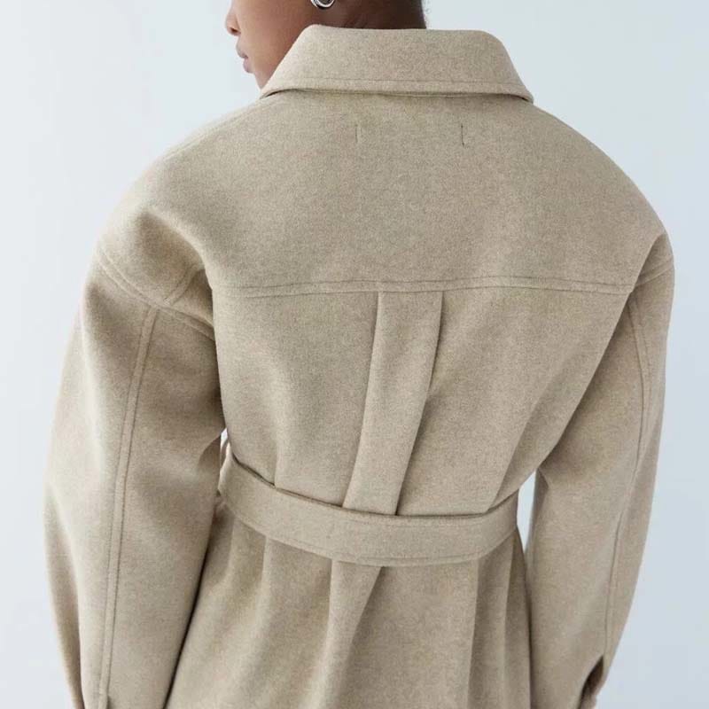 Lovemi – Lässige und schlichte mittellange Jacke im Hemdstil