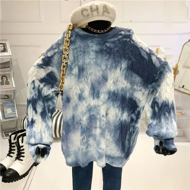 Lovemi - High street retro tie-dye sweater women