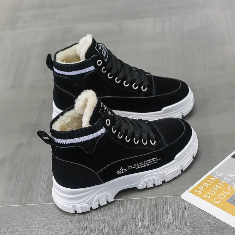 Ladies Casual Shoes Lace-up Fashion Sneakers Platform Snow