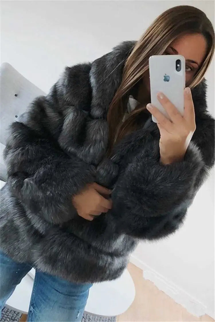 Lovemi - Fur fox fur hooded women’s coat