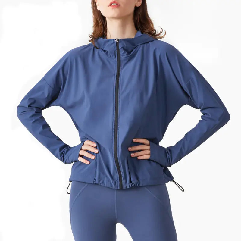 Lovemi - New Style Close-locking Zipper Hooded Gym Suit