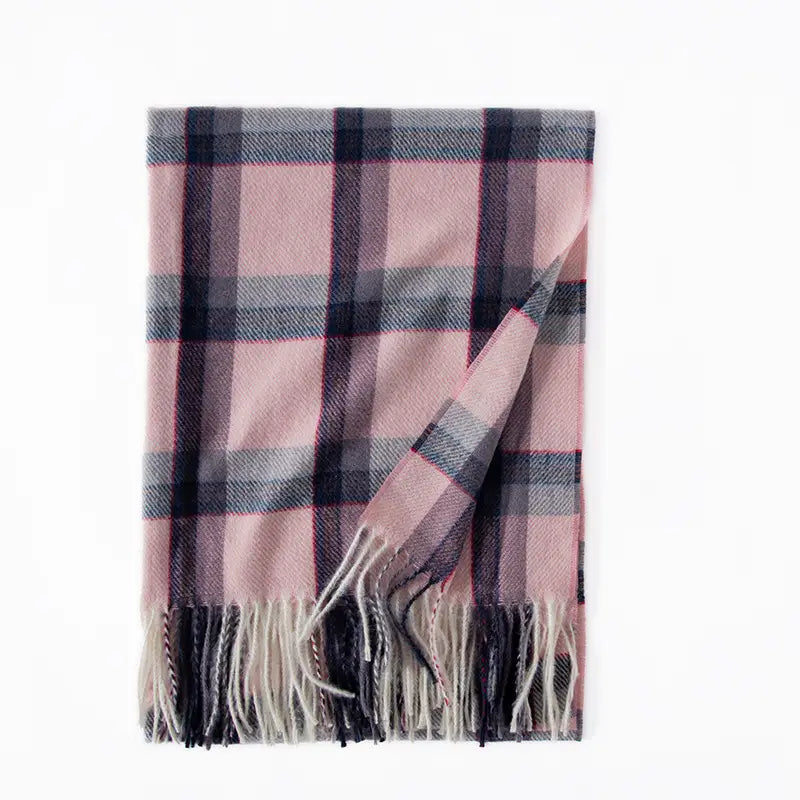 Contrast Check Print Of Cashmere Scarf