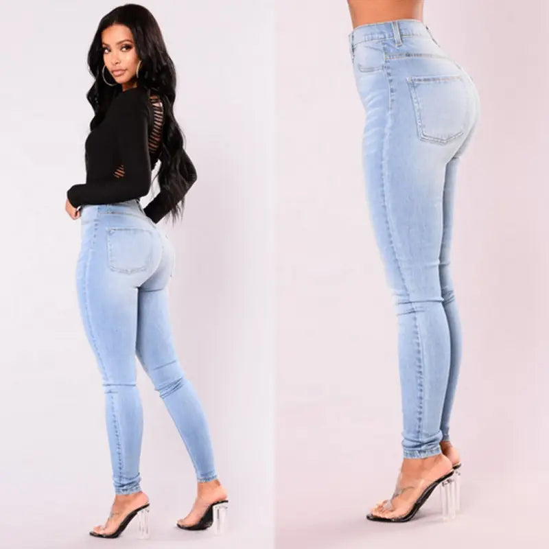 Lovemi - Pack jeans crayon hanche bleu grande taille