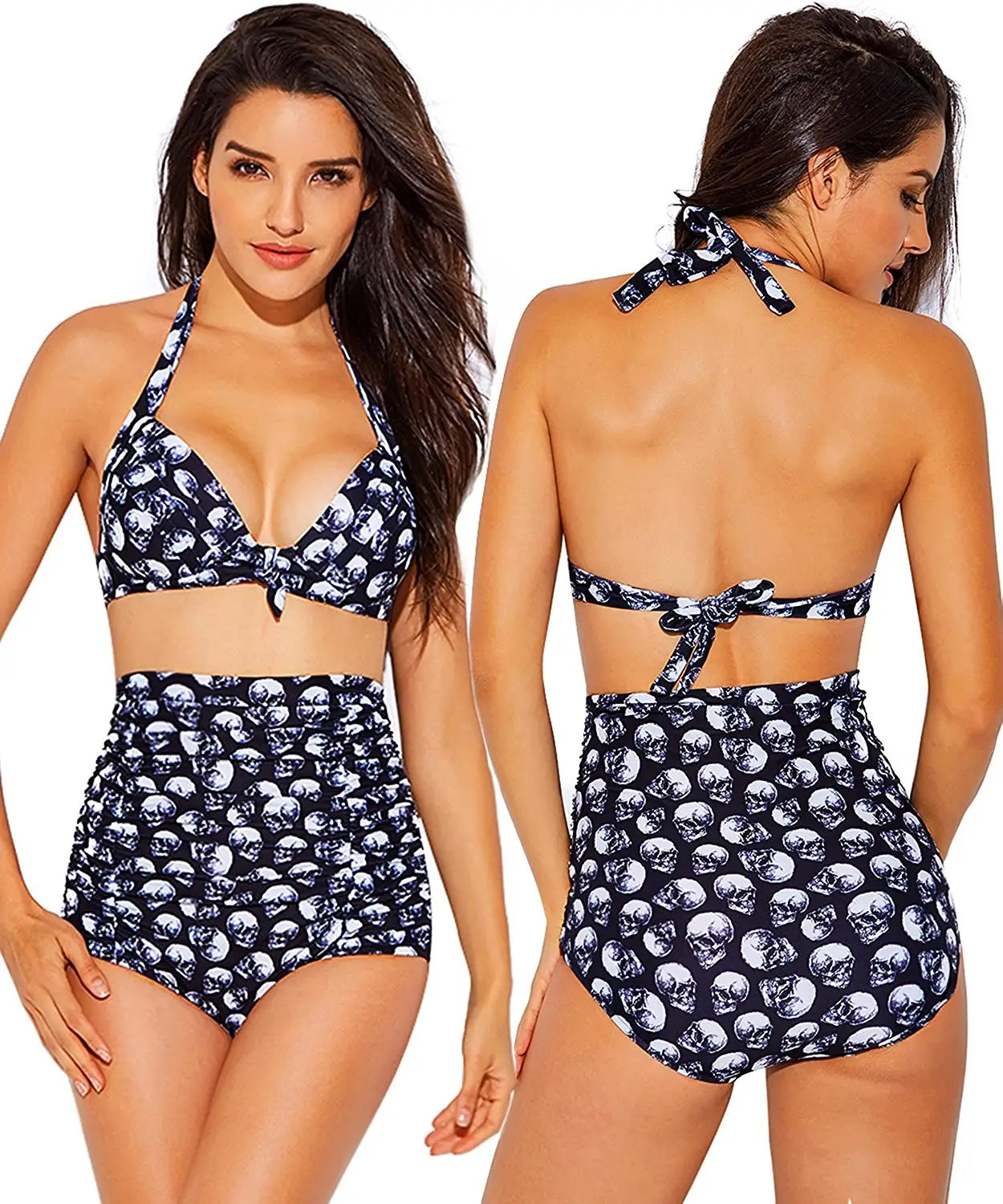 Lovemi – Zweiteiliges Bikini-Set für Damen mit Totenkopf-Print