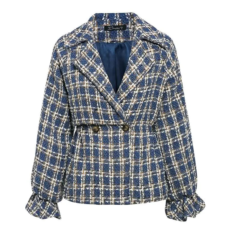 Lovemi - Tweed casual coat plaid