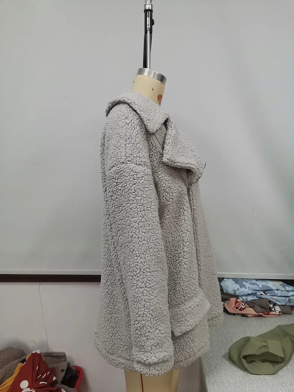 Lovemi - Manteau en peluche à fermeture éclair en polaire épaisse et ample