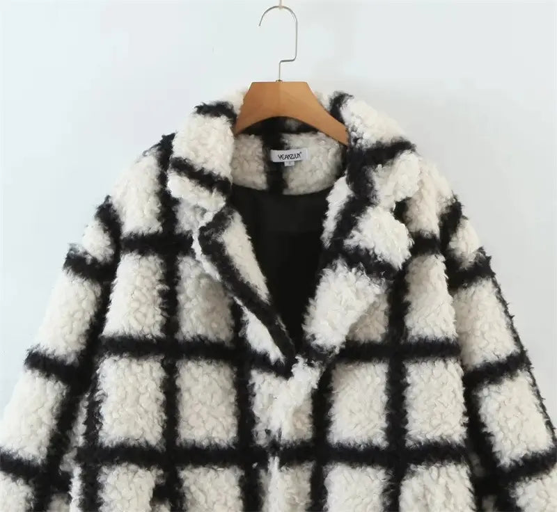 Lovemi - Polo Loose Coat Modisch kariert