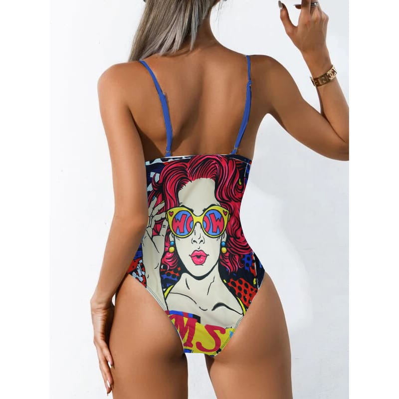 Lovemi - Maillot de bain bikini à bretelles aux yeux bleus diable