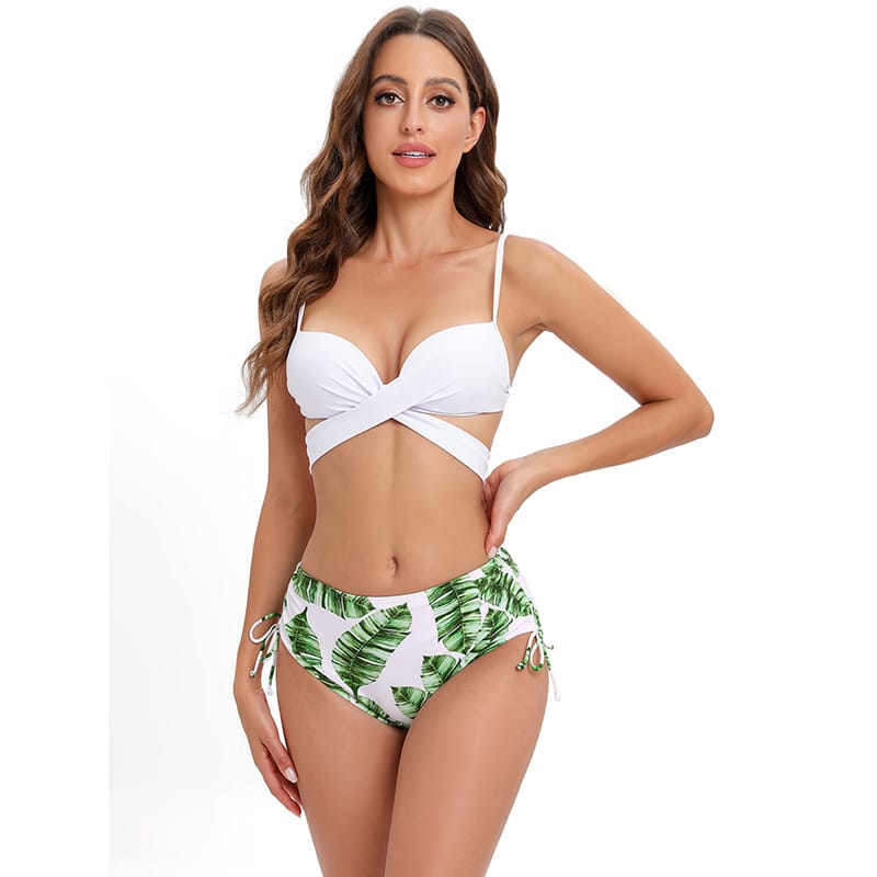 Lovemi - Three Piece Bikini Mesh Shawl Split Swimsuit High