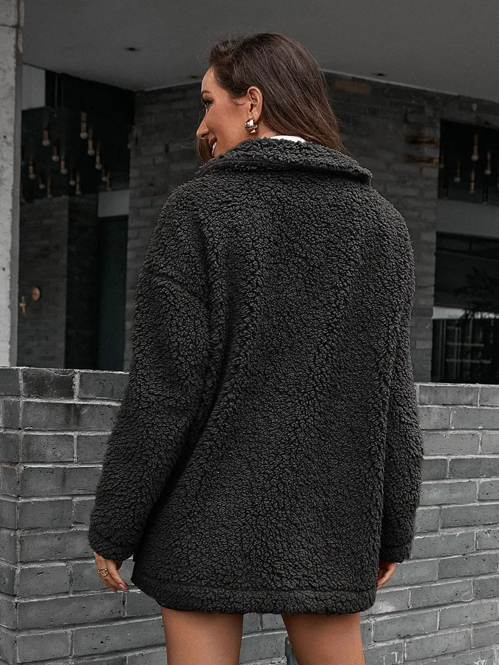 Lovemi - Loose Thickened Bubble Fleece Zipper Plush Coat