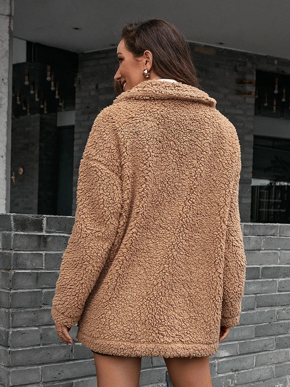 Lovemi - Loose Thickened Bubble Fleece Zipper Plush Coat