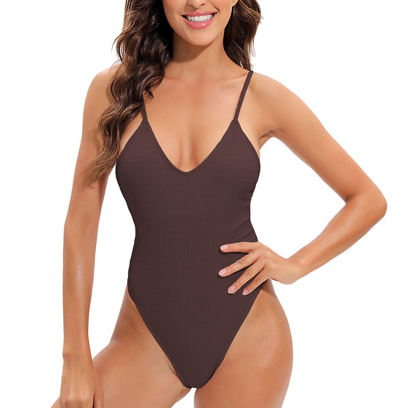 Lovemi - Maillot de bain une pièce Bikini Tissu froissé Col V