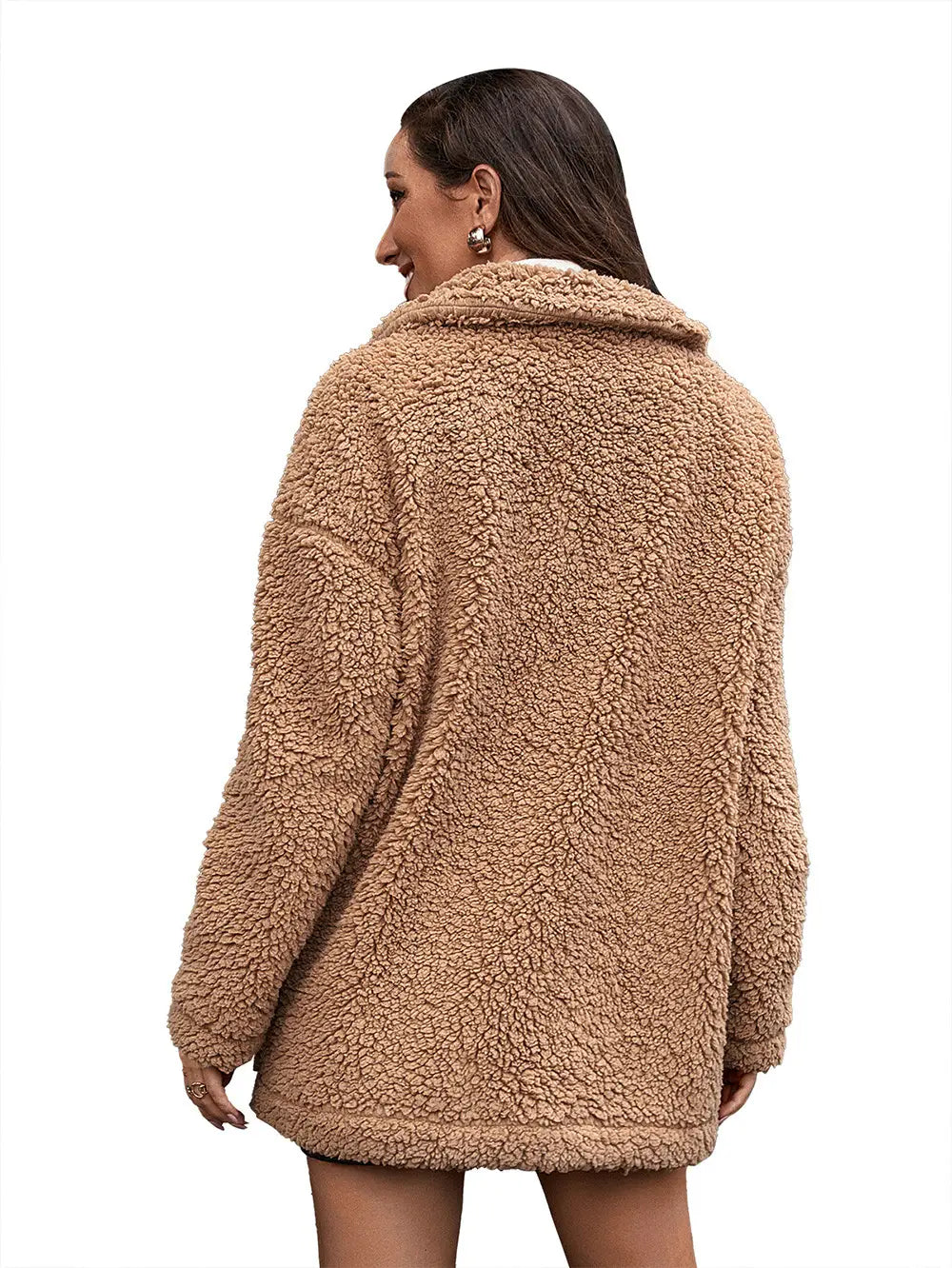 Lovemi - Loose Thickened Bubble Fleece Zipper Plush Coat