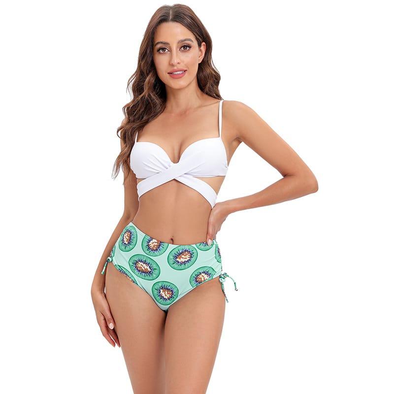 Lovemi - Bikini trois pièces en maille châle fendu maillot de bain haut