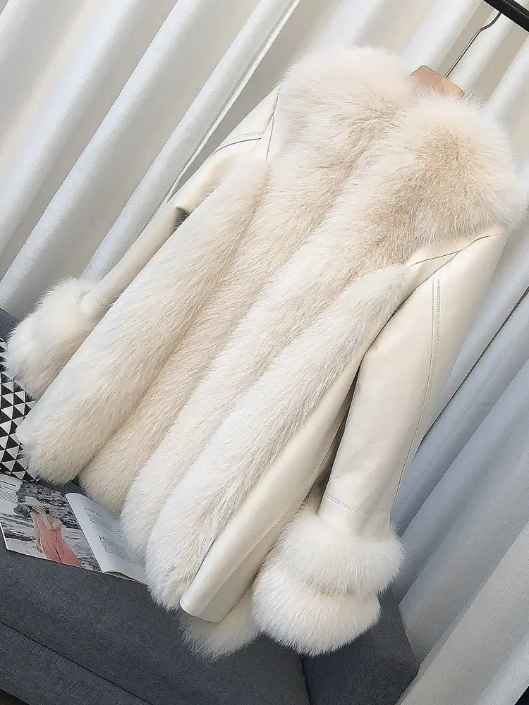 Lovemi - High-end Imported Whole Skin Fox Fur Coat Female