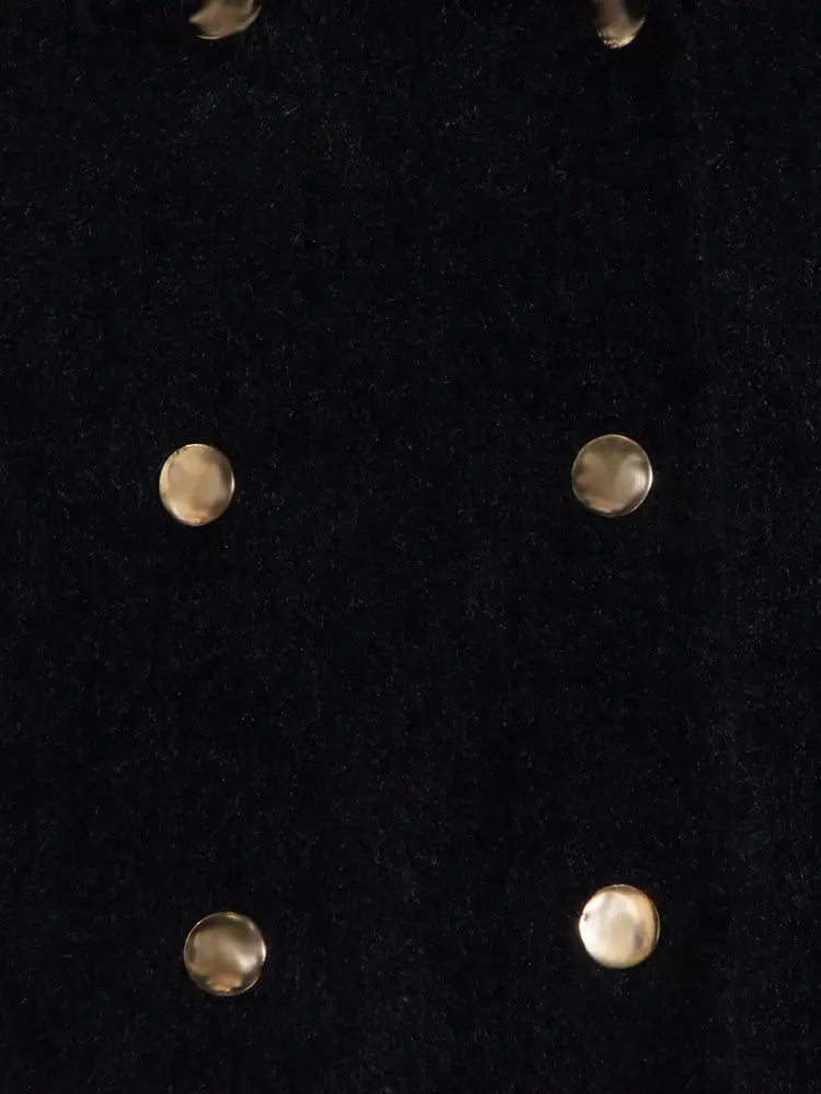 Lovemi – Revers-langärmliger, schmaler, zweireihiger Mantel mit Quasten