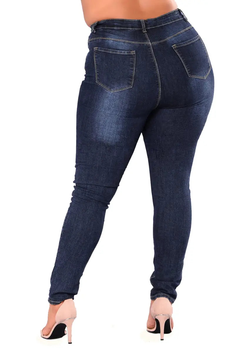 Lovemi - Pantalon en denim haute élasticité mode taille extra grande
