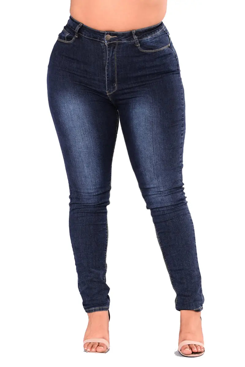 Lovemi - Extra large size fashion high elastic denim pants