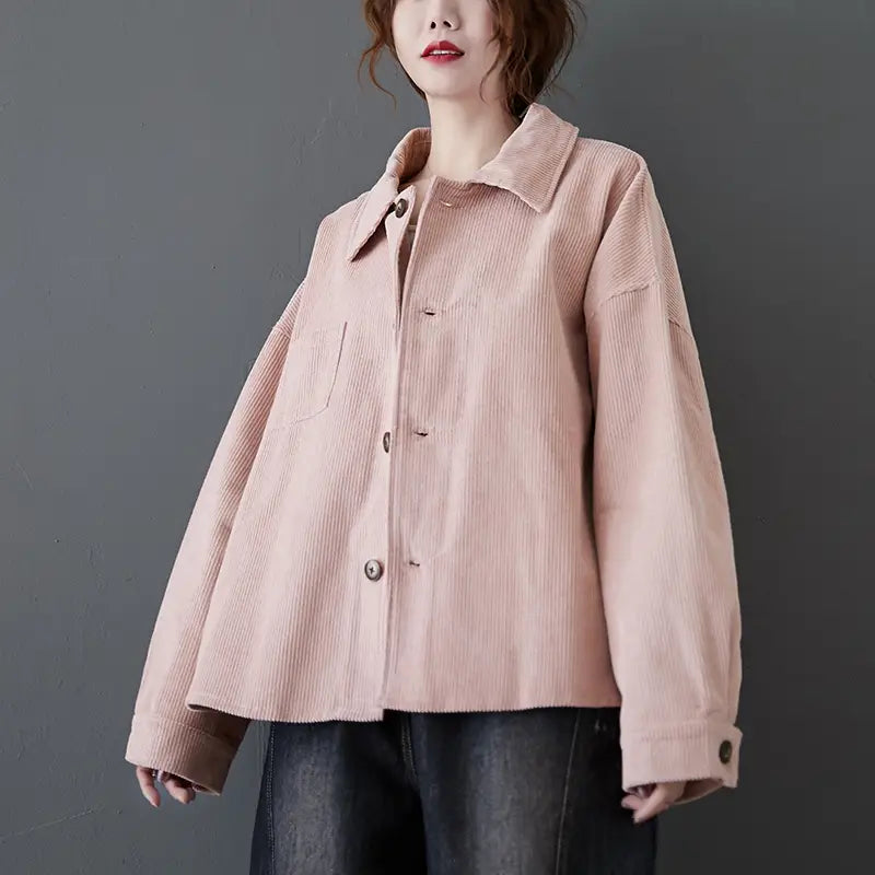 Lovemi - Chemise en velours côtelé vintage d'automne pour femme grande taille
