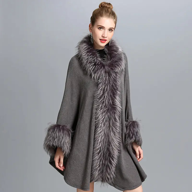 Lovemi - Faux Fur Cape Cape Women’s Coat