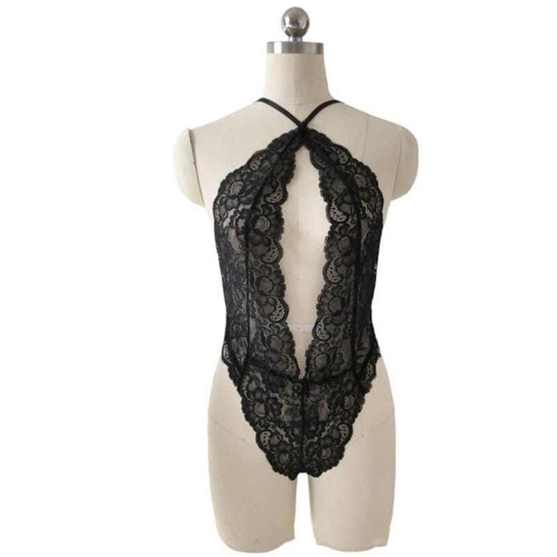 Lovemi - Feminine Lace One-piece Sexy Lingerie Halter