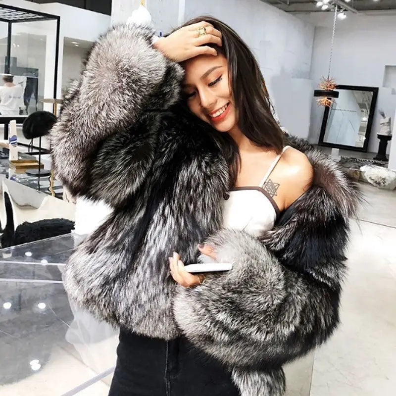 Lovemi - Women’s Fur Coat Short Fashion Imitation Fox Autumn