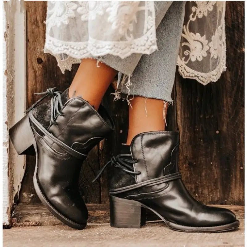 Women’s Fashion Shoes Boots Winter PU Leather