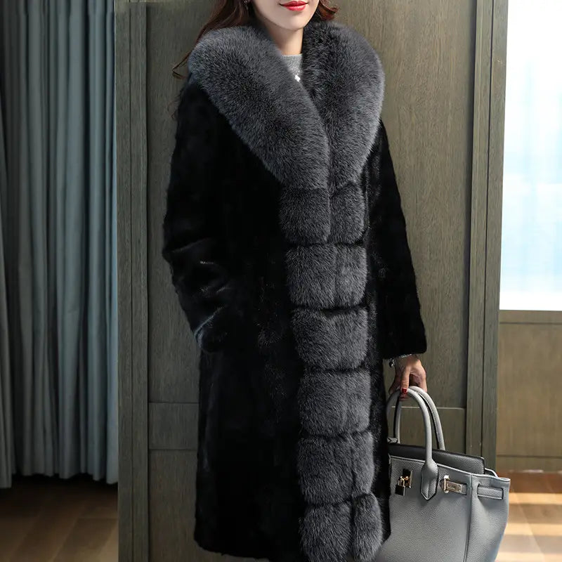 Lovemi - New Fox Fur Collar Mink Women’s Coat