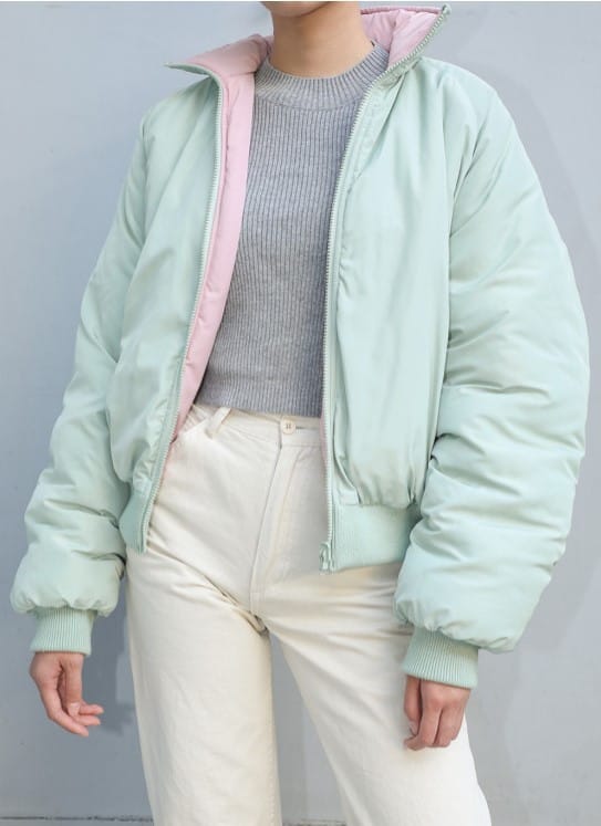 Lovemi - Reversible cotton jacket with stand-up collar